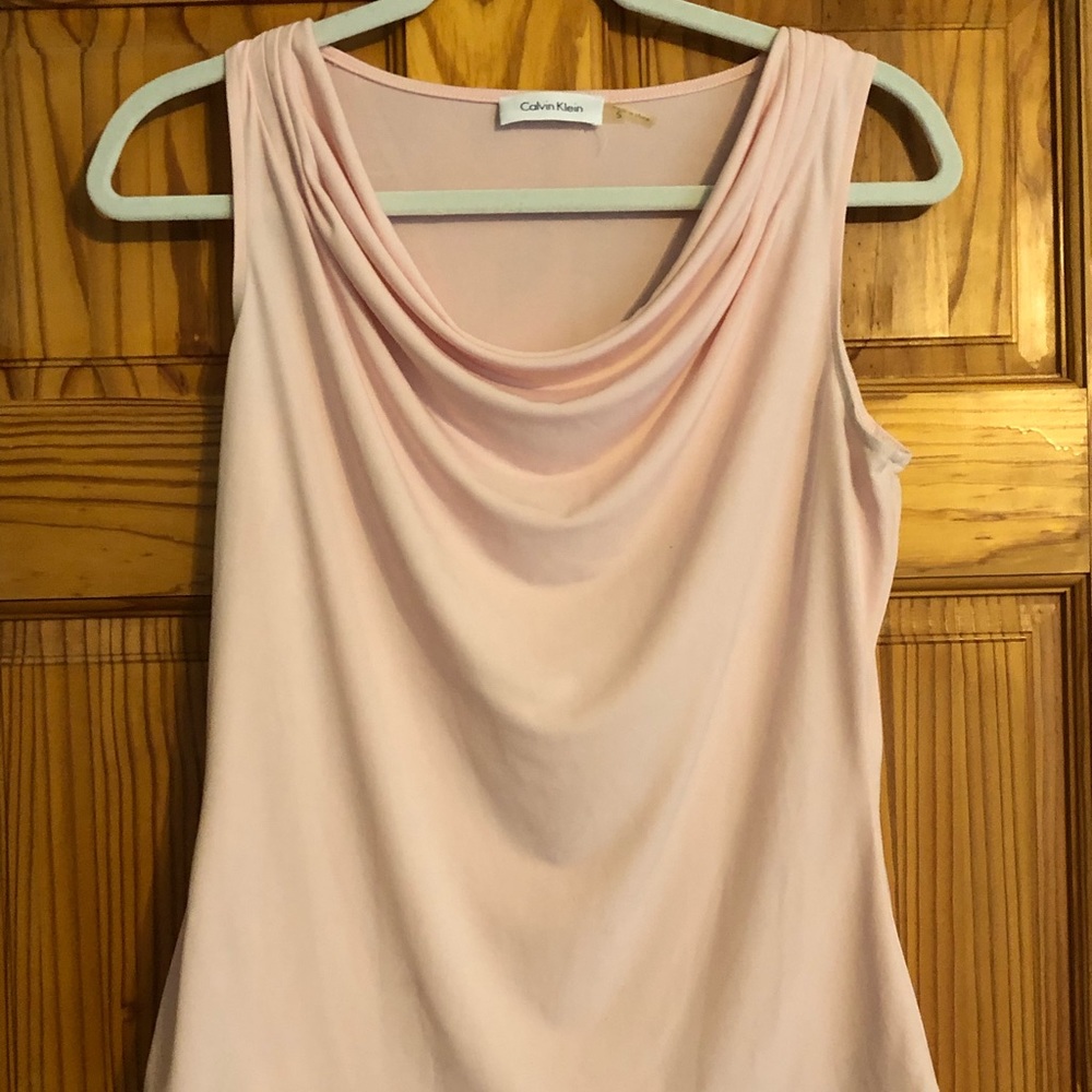 Calvin Klein cowl-neck pink, sleeveless top